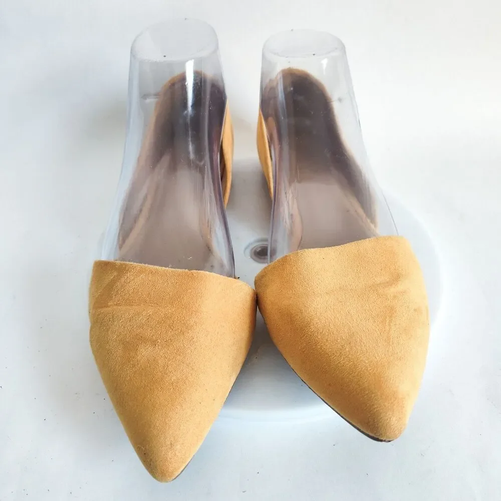 J. Crew‎ D'Orsay Shoes Flats Size 8 Zoe Pointed Toe Sueded Preppy Mustard Yellow